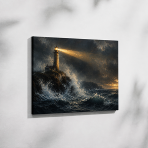 „Lumina din Furtună” – Tablou Canvas cu Far (copie)