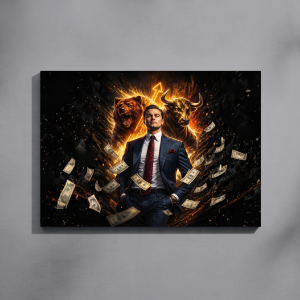 Tablou Canvas „Bull & Bear Mindset” – Succes, Ambiție și Putere Financiară
