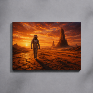 „Apus pe Marte” – Tablou Canvas cu Astronaut